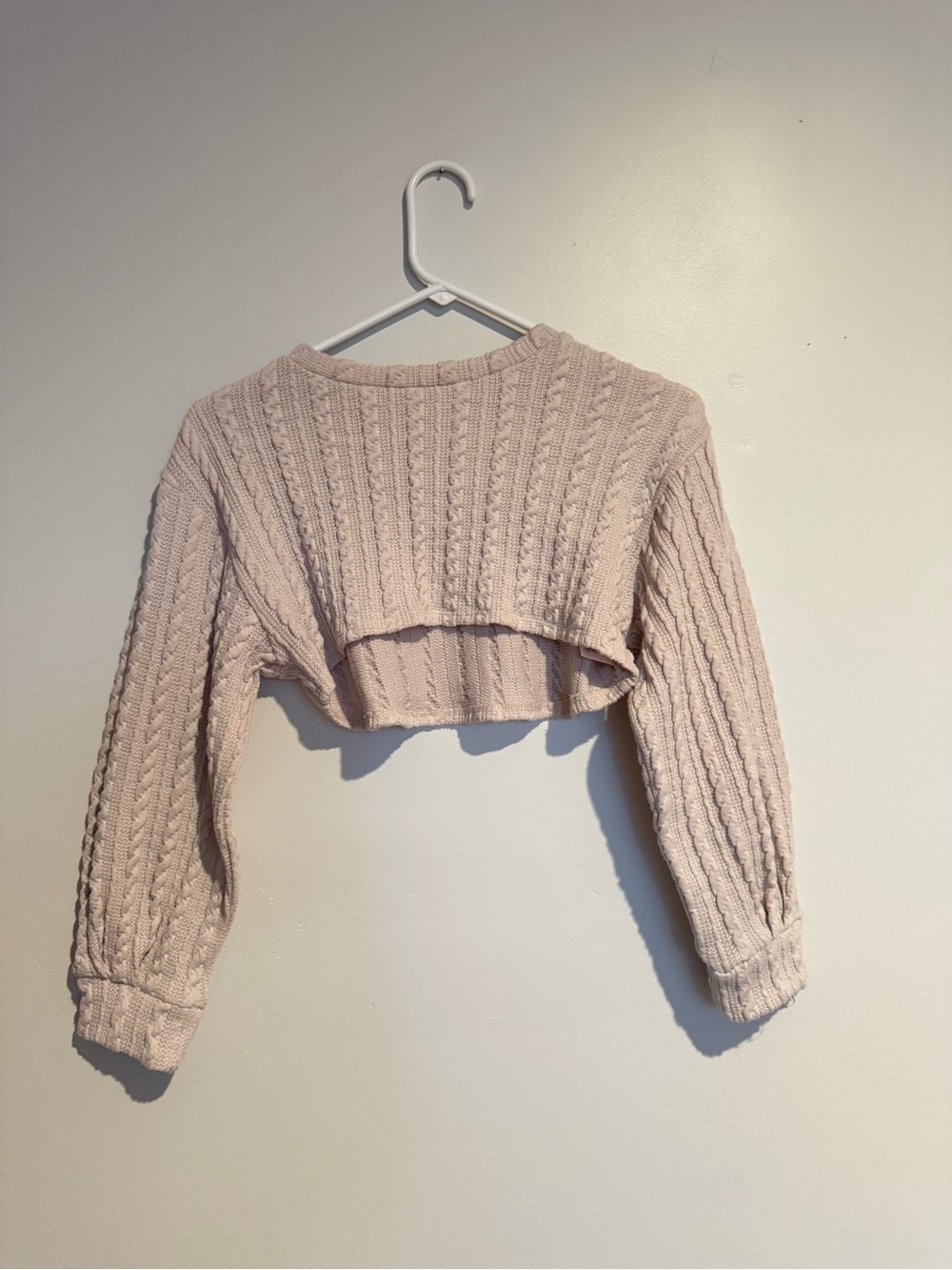 Ultra-Cropped Cable-Knit Shrug Sweater Top